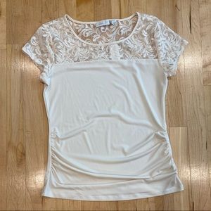NWT NY&C Lace Short Sleeve Shirt - Size Small